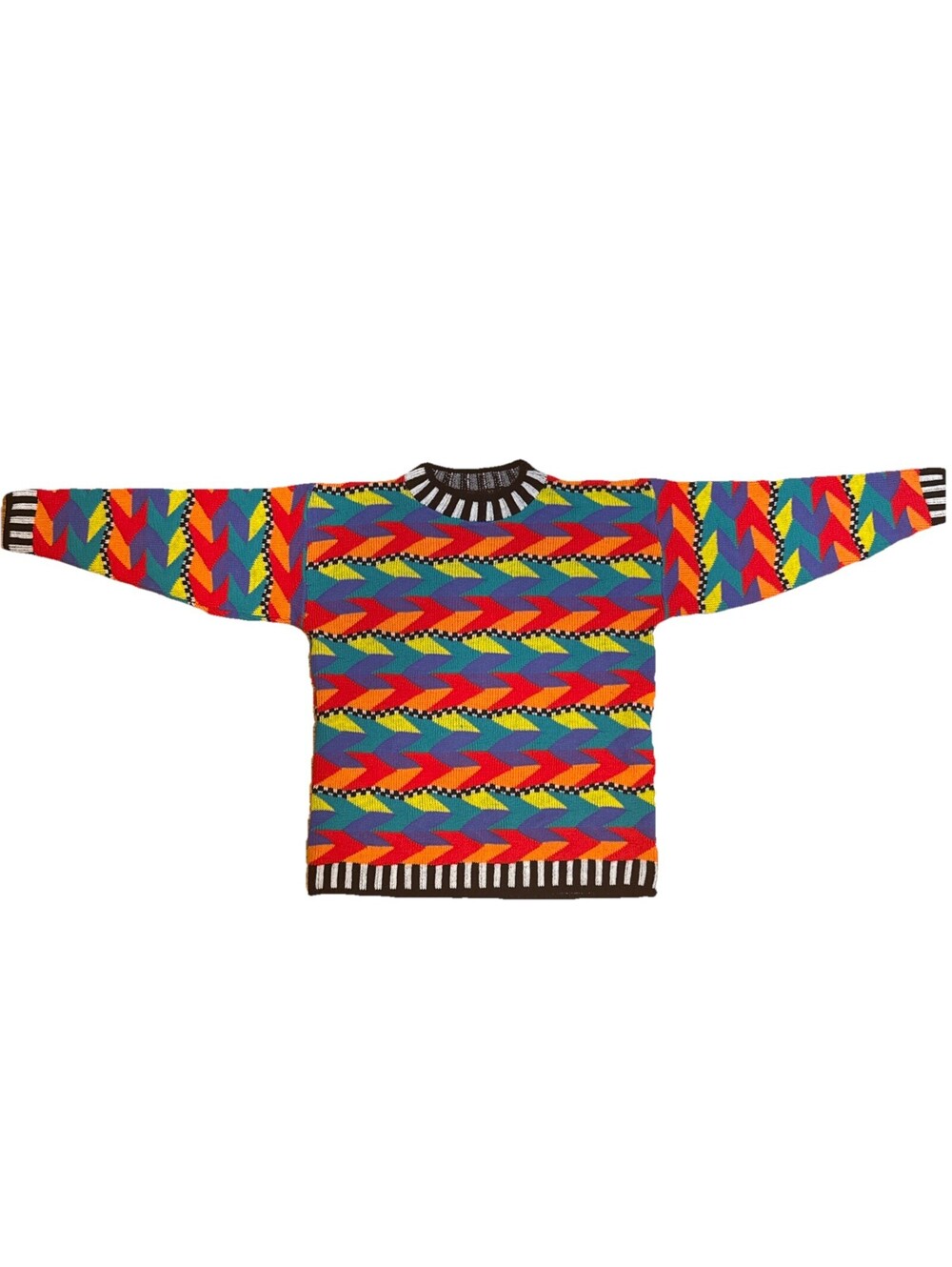 Vintage 90s fortune knits USA Colorful Geometric Knit Sweater Retro Abstract  M